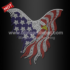 4th of July Eagle Flag Rhinestone Heat Transfer Iron on for Bling Shirts